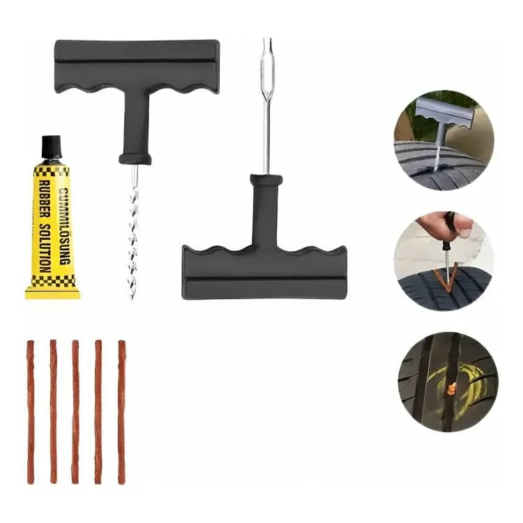 Kit Reparo Pneu Remendo Profissional Carro Moto Macarrão