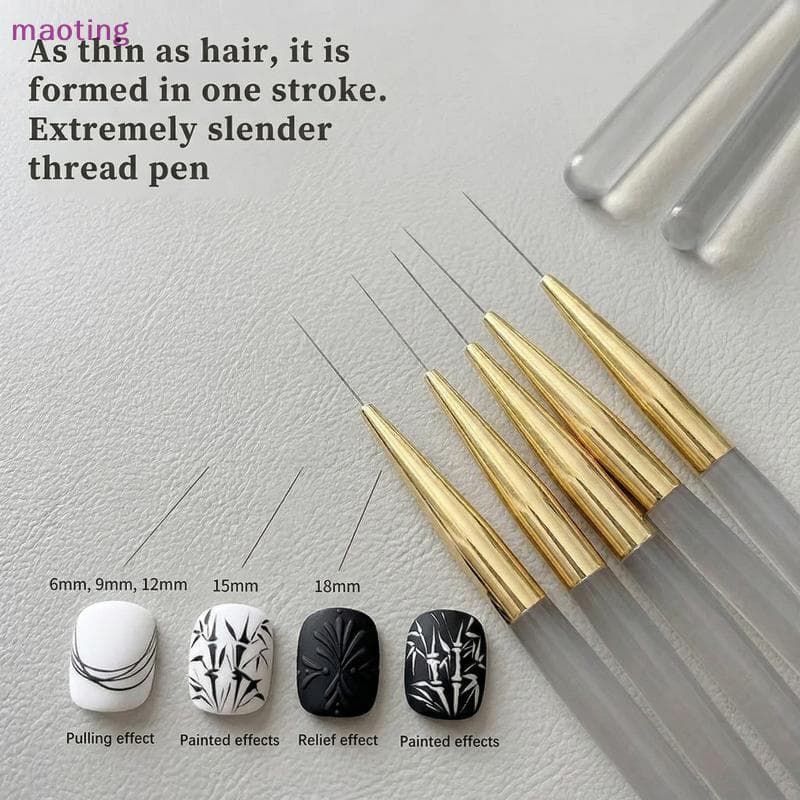 [maoting] Conjunto De Canetas Delineadoras Para Arte Em Unhas Com Cabo Acrílico , 5 Peças , Pincéis Finos Extra Pintura
