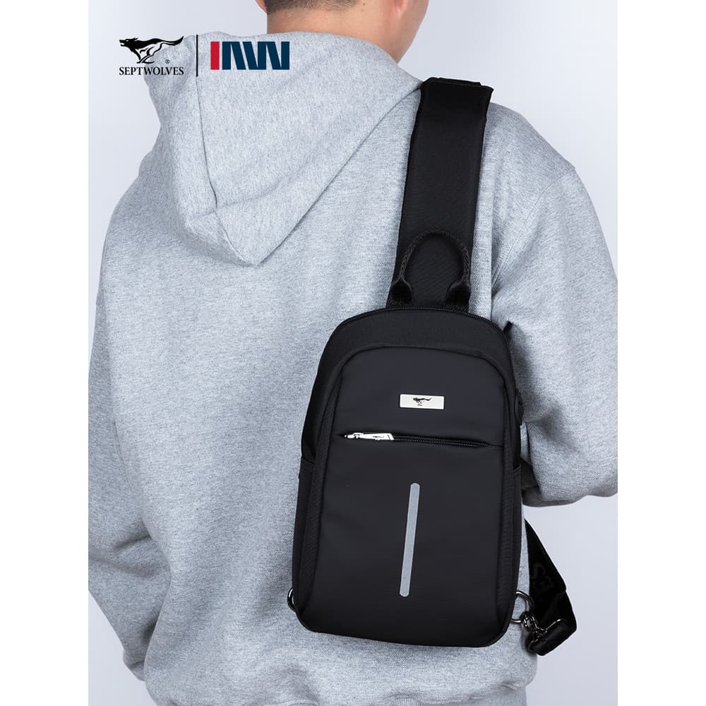 Sete lobo saco de peito masculino lona bolsa de ombro saco do mensageiro na moda 2025 novo estilo moda Casual Crossbody