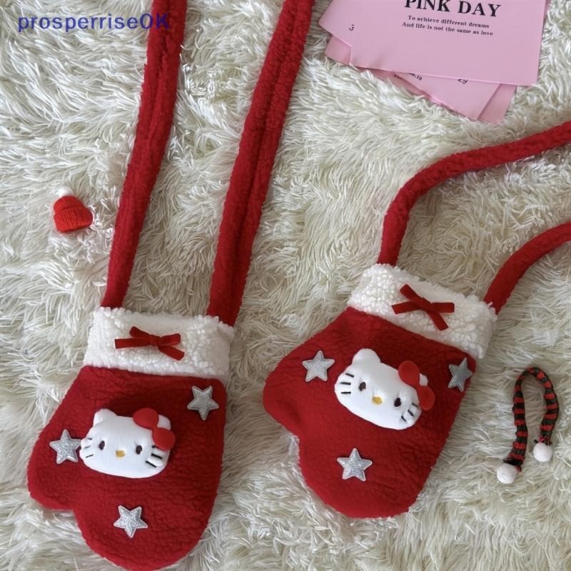 [newpros] 1 Peça Padrão De Desenho Animado Inverno Crianças Presente De Natal Bolsa De Luva De Ano Novo Meninas Crossbod