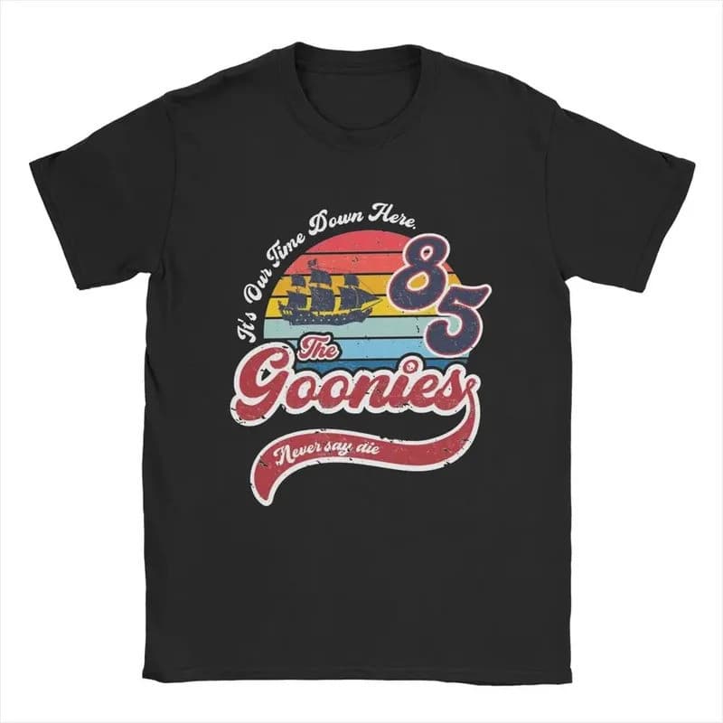 Goonies Never Say Die Camisetas Masculinas Lazer 100 % Algodão Camiseta Crewneck Manga Curta Tops Clássicos 01336