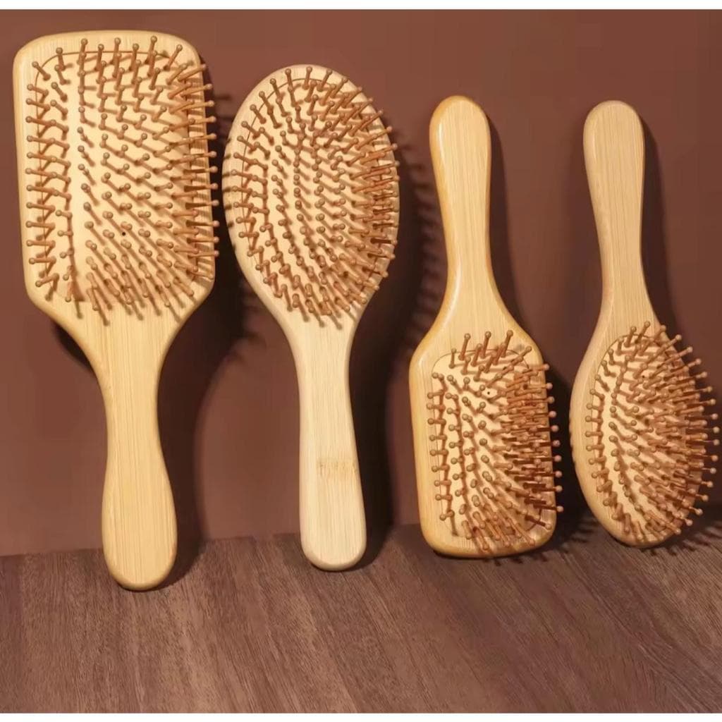 Escova De Cabelo De Bambu e Madeira Antiestática De Madeira Couro Cabeludo Massagem Pente Almofada De Ar