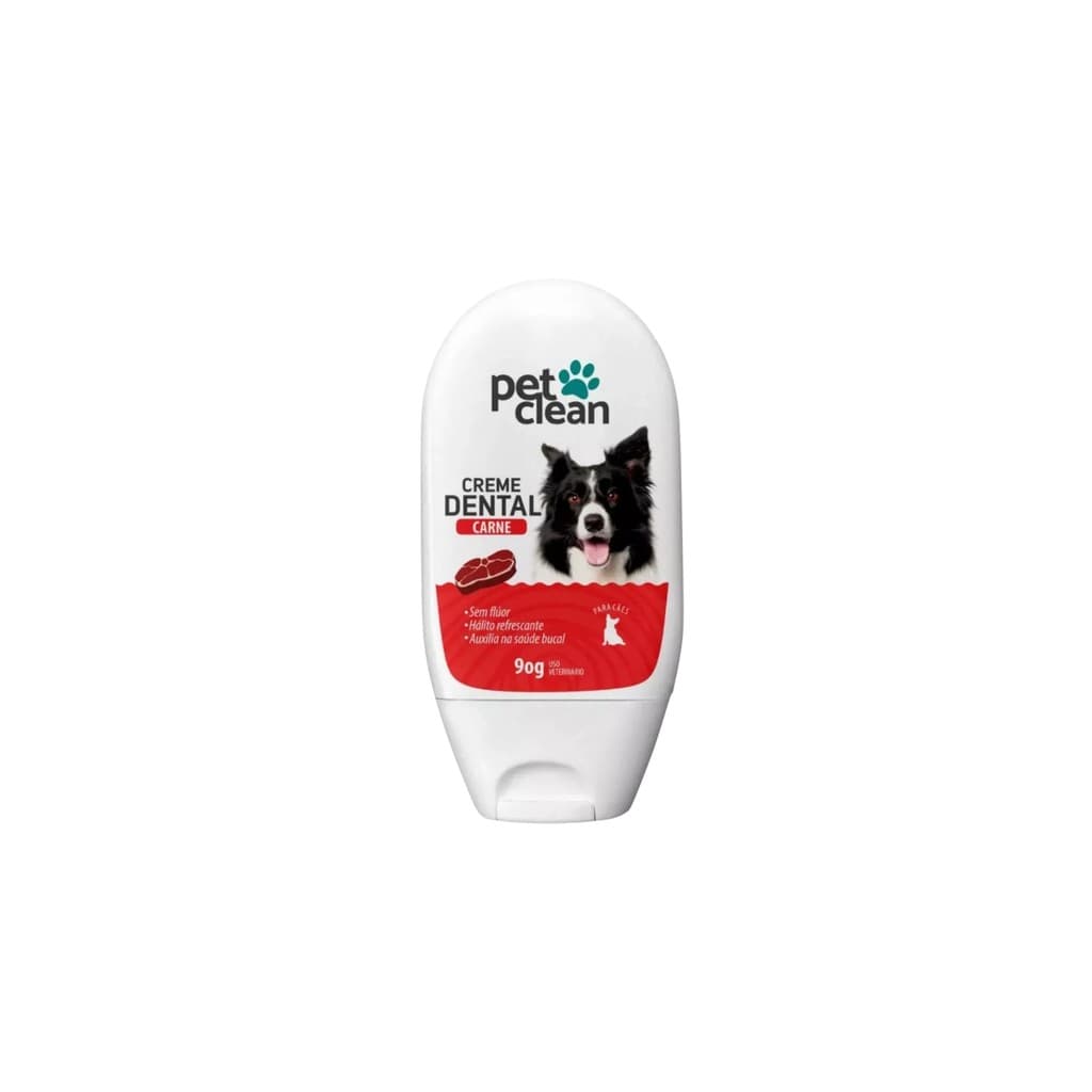 CREME DENTAL PASTA DE DENTE CÃES E GATOS SABOR CARNE PET CLEAN 90 G