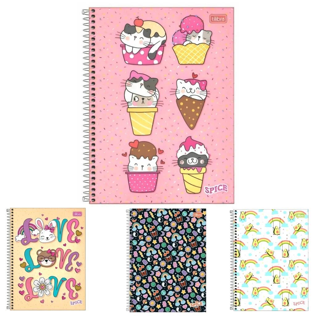 Caderno Grande Espiral Capa Dura 80 Folhas Kit c/ 4 unid.