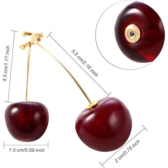 TB Moda Brinco Feminina De Cereja Vermelho Pingente em Formato Bijuteria para Vermelho Cereja