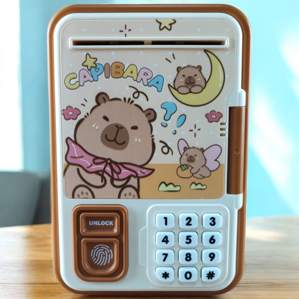 Cofrinho Capivara Infantil com Senha Eletrônica Digital Presente
