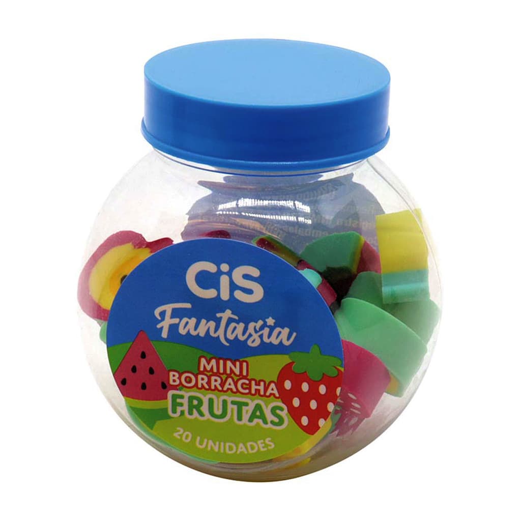 Borracha Cis Fantasia Frutas Mini Pote C/20 Frutinhas Fofas
