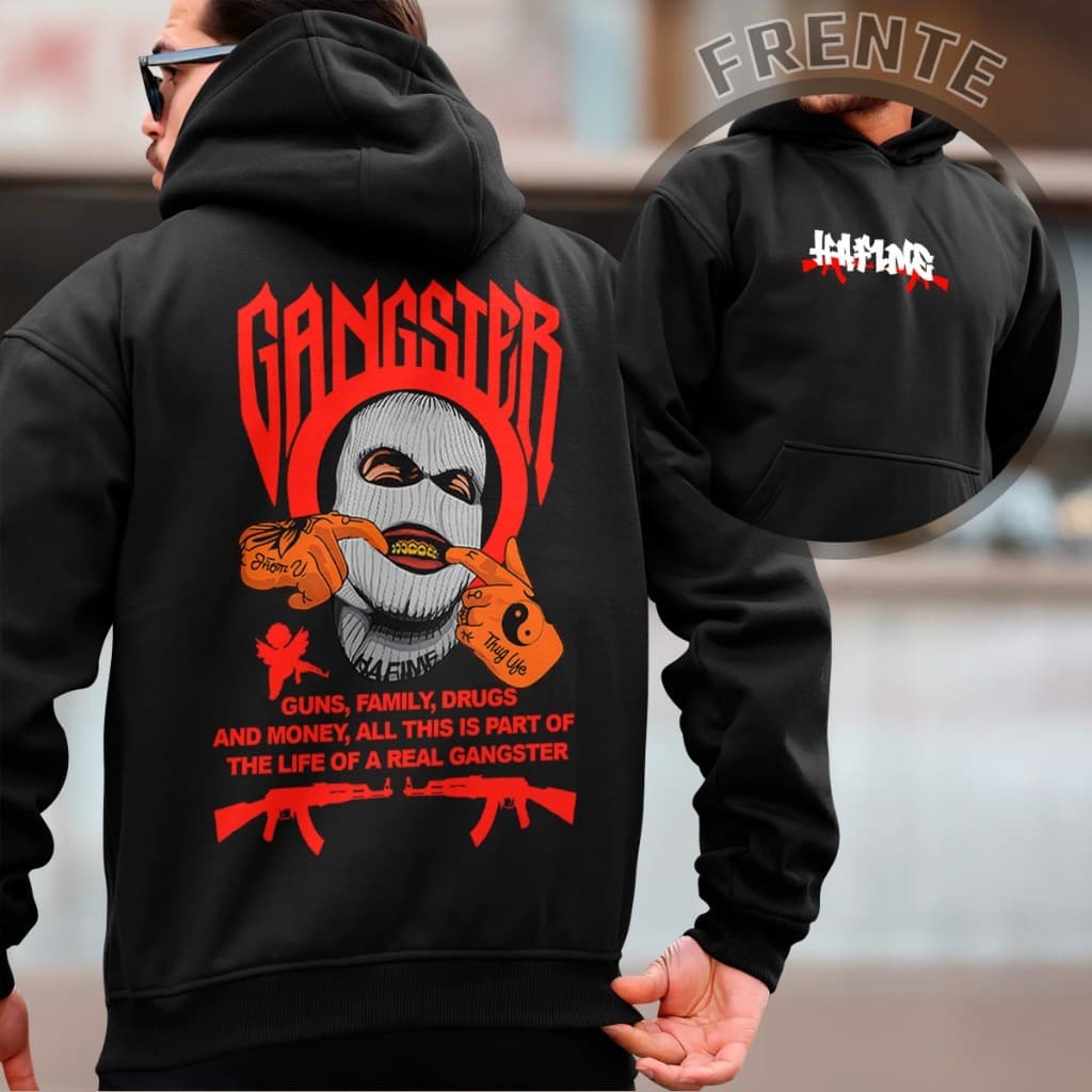 Blusa De Frio Gangster Estampado Agasalho De Moletom Envio Imediato Envio Rapido Do P ao G3