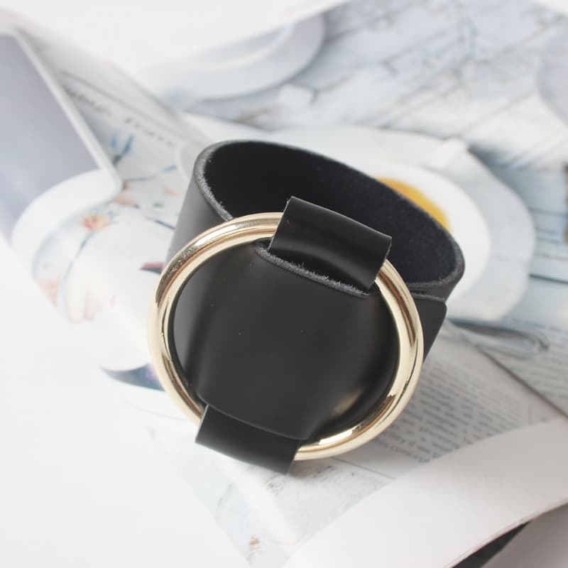 Anel europeu americano exagerado pulseira de couro genuíno senhoras moda simples pulseira decorativa acessórios versão c
