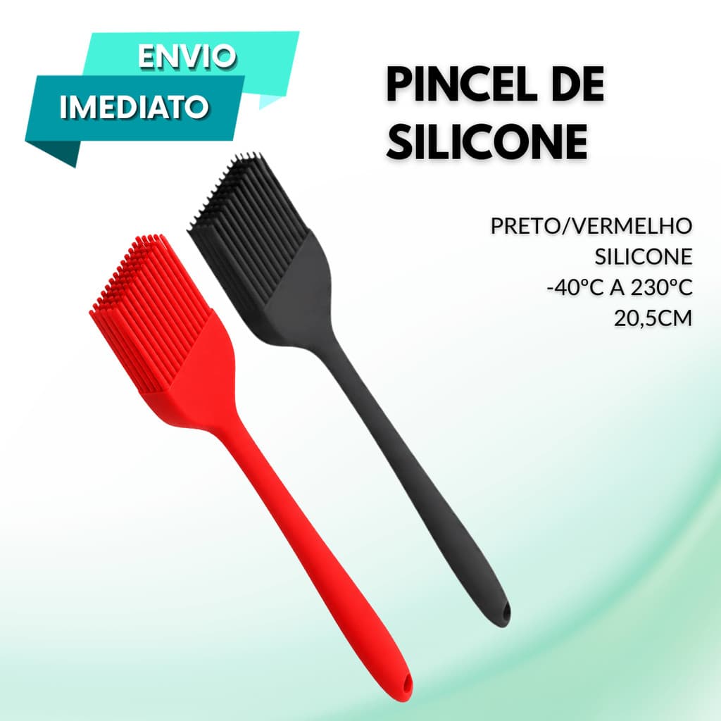 Pincel Silicone Premium 20,5cm Durável Versátil Confeitaria Decoração Fácil Limpar Para Caldas Chocolate Kit 2 a 8