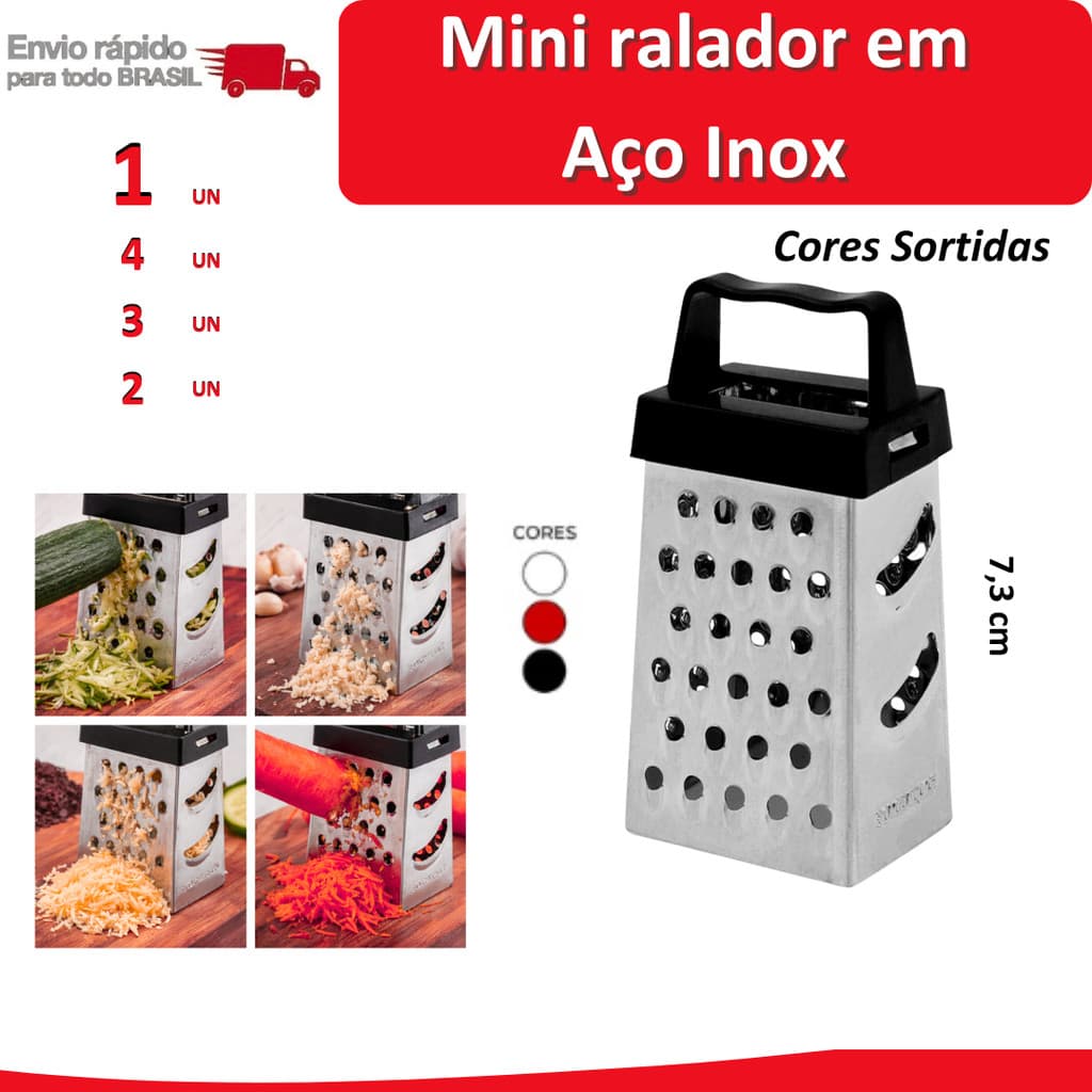 4/3/2/1 Mini Ralador de Aço Inox Cozinha Talher Ralar Alho Cenoura Pepino Lembrancinha Comida