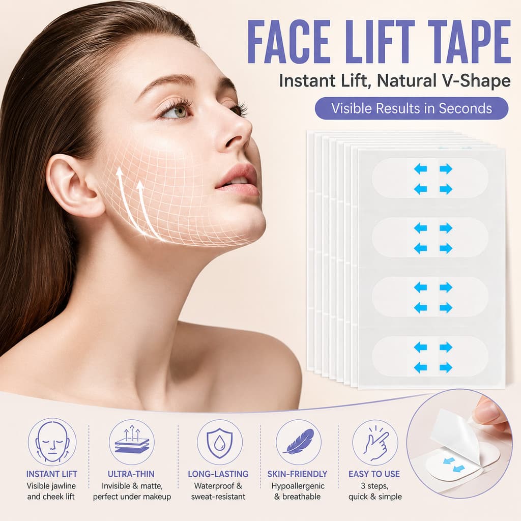 Fita Invisível Para Lifting Facial , Remendos De Borda Em V Peru , Pescoço , Flacidez , Pele , Jowls , Facelift Instantâ