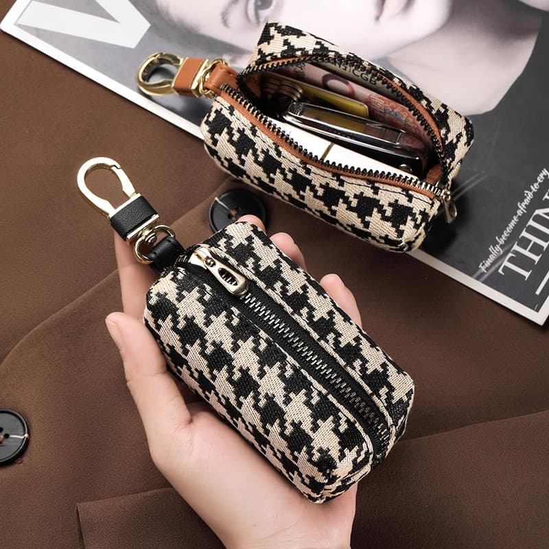 Caso chave High-End feminino simples grande capacidade cintura-pendurado multifuncional zíper moeda bolsa caso de cartão