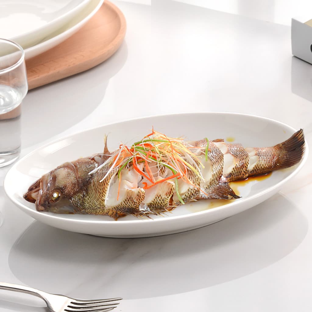 Bone China Prato de Peixe Cozido no Vapor Doméstico 2026 Novo Estilo Luz Luxo High-End Peixe Cozido no Vapor Prato de Pe
