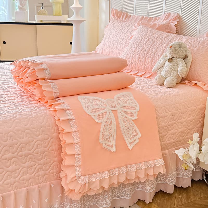Capa de cama de renda estilo princesa francesa três conjunto de quatro peças novo estilo outono inverno acolchoado lenço