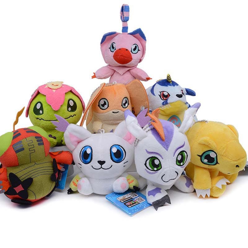 1 Pçs Anime Digimon Aventura Gabumon Tailmon Gomamon Patamon Tentomon Agumon Palmon Chaveiro Brinquedos De Pelúcia Pinge