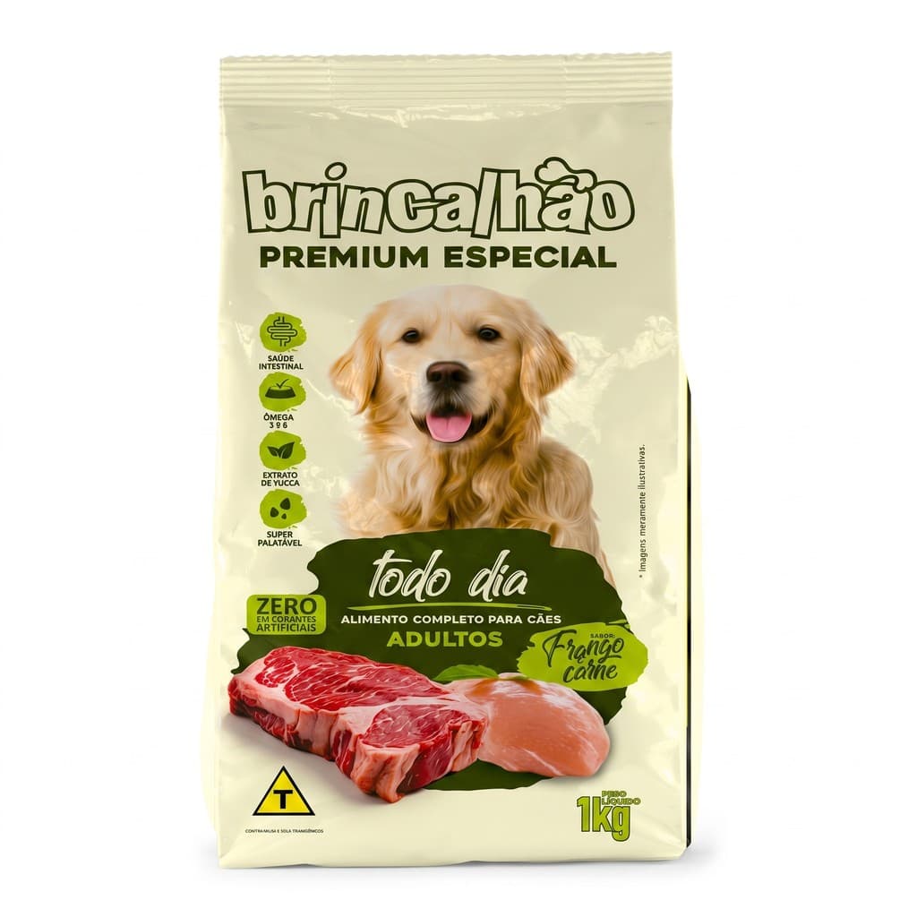 Brincalhão Ração Premium Especial Todo Dia Cão Adulto Sabor Carne 1kg