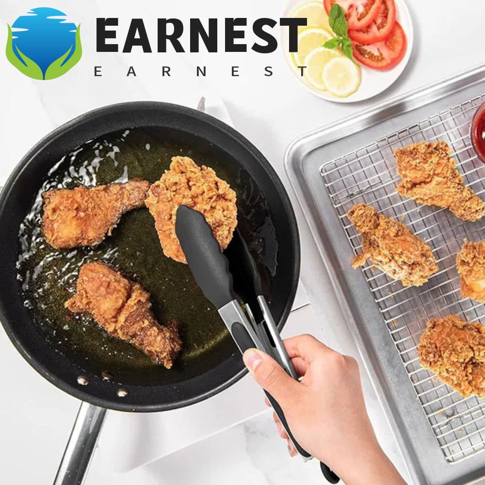 EARNEST 3 Peças De Pinça Para Grelhar Churrasco , Clipe De Comida Com Ponta De Silicone Resistente Ao Calor , De Cozinha