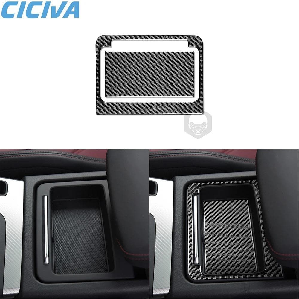 Para Audi Q5L 2018 2019 2020-2023 Painéis De Armazenamento Central Guarnição Fibra Carbono Decoração Adesivos Estilo Do
