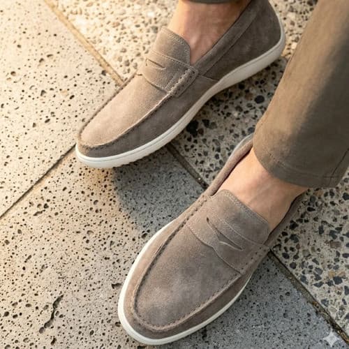 Mocassim Masculino Couro Legítimo Suede Confortável Drive Sapato Camurça Casual