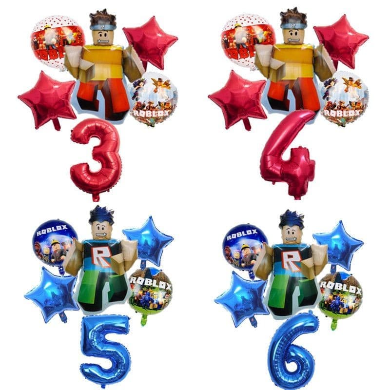 6 Pçs/Set Roblox Tema 32 Polegadas Number0-9 Balões Foil Conjunto Grandes Blocos Robôs Decorações De Festa De Aniversári
