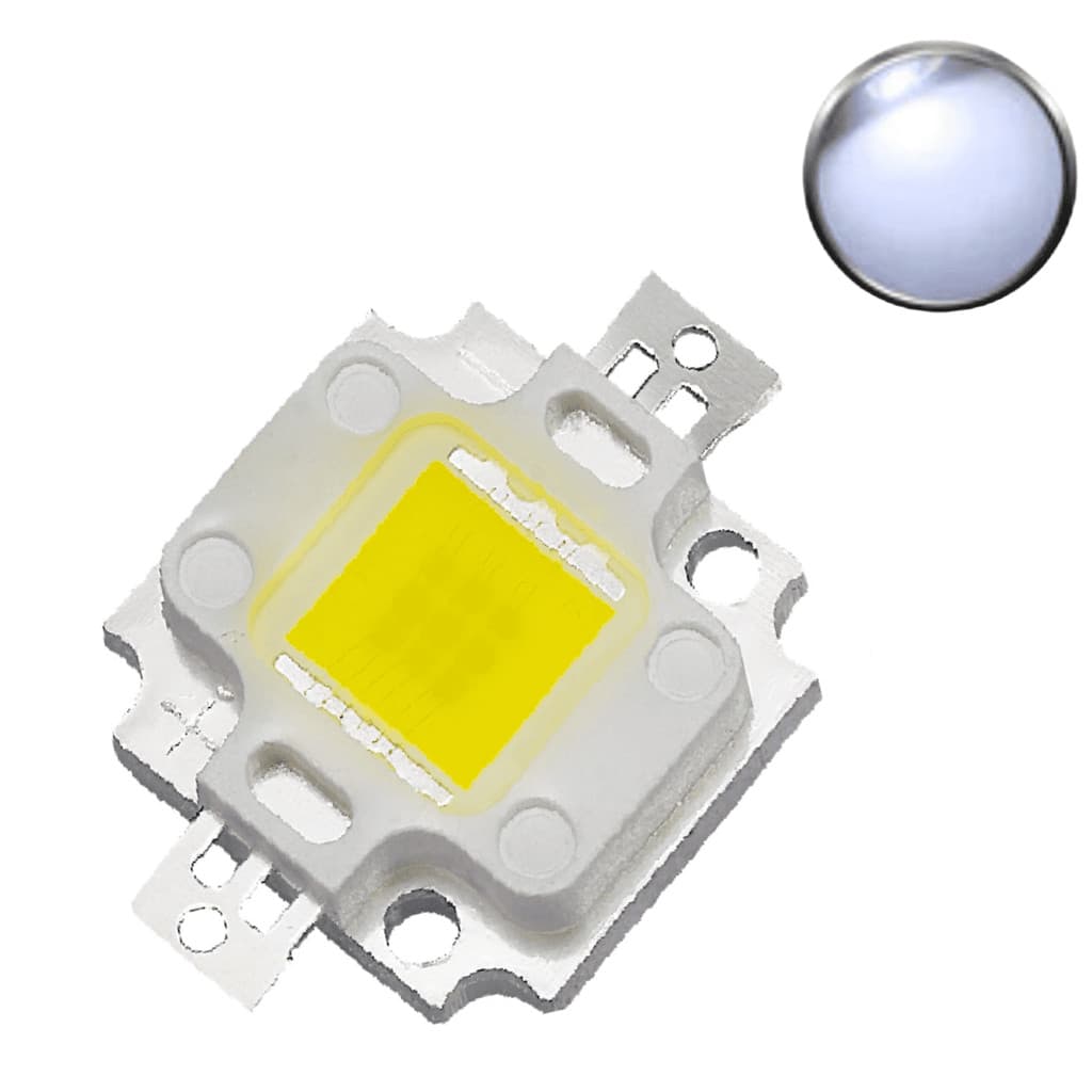 Kit 1x 2x 5x Chip LED 10w Branco Frio Quente Natural Cultivo Aquario 10000k 3500k Resistor Cola 12v