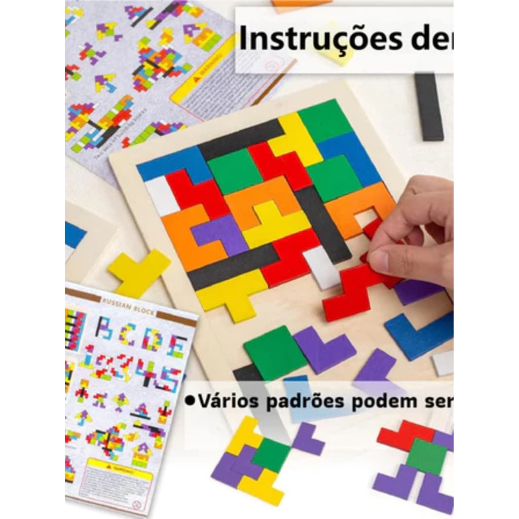 Quebra-Cabeça 3D Colorido Tangram De Madeira Brinquedos Tetris Jogo Infantil Maginação Pré-Escolar Brinquedo Educacional