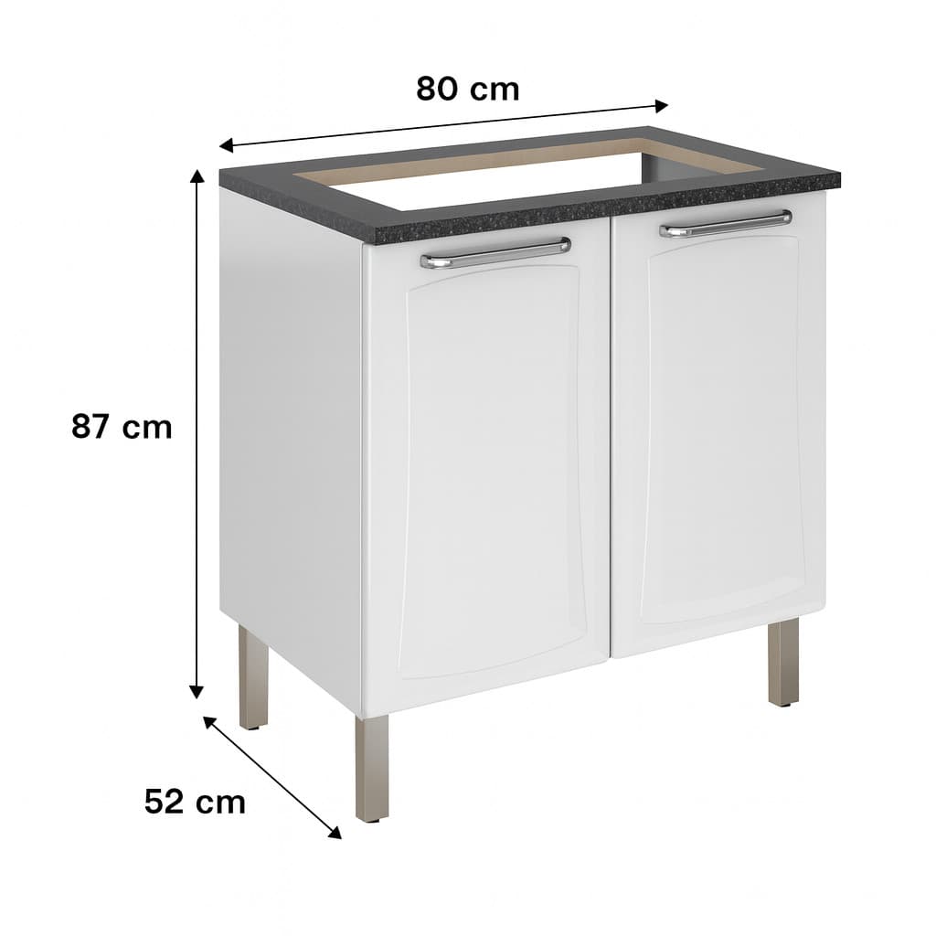 Balcão de Aço Itatiaia Tarsila – Paneleiro e Suporte para Fogão Cooktop 4 e 5 BOCAS APENAS BALCÃO