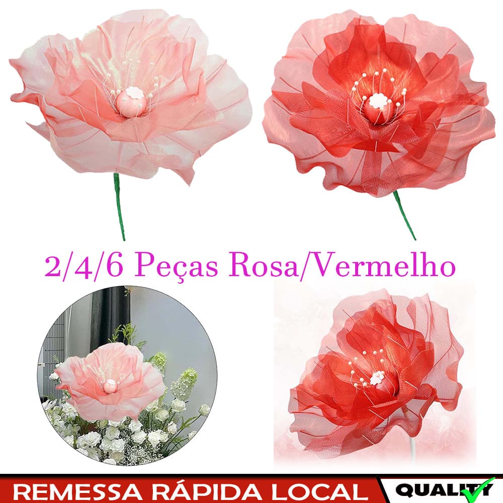 2/4/6 peças de flor de organza, flor de fio Artificial, flor artesanal de organza reutilizável