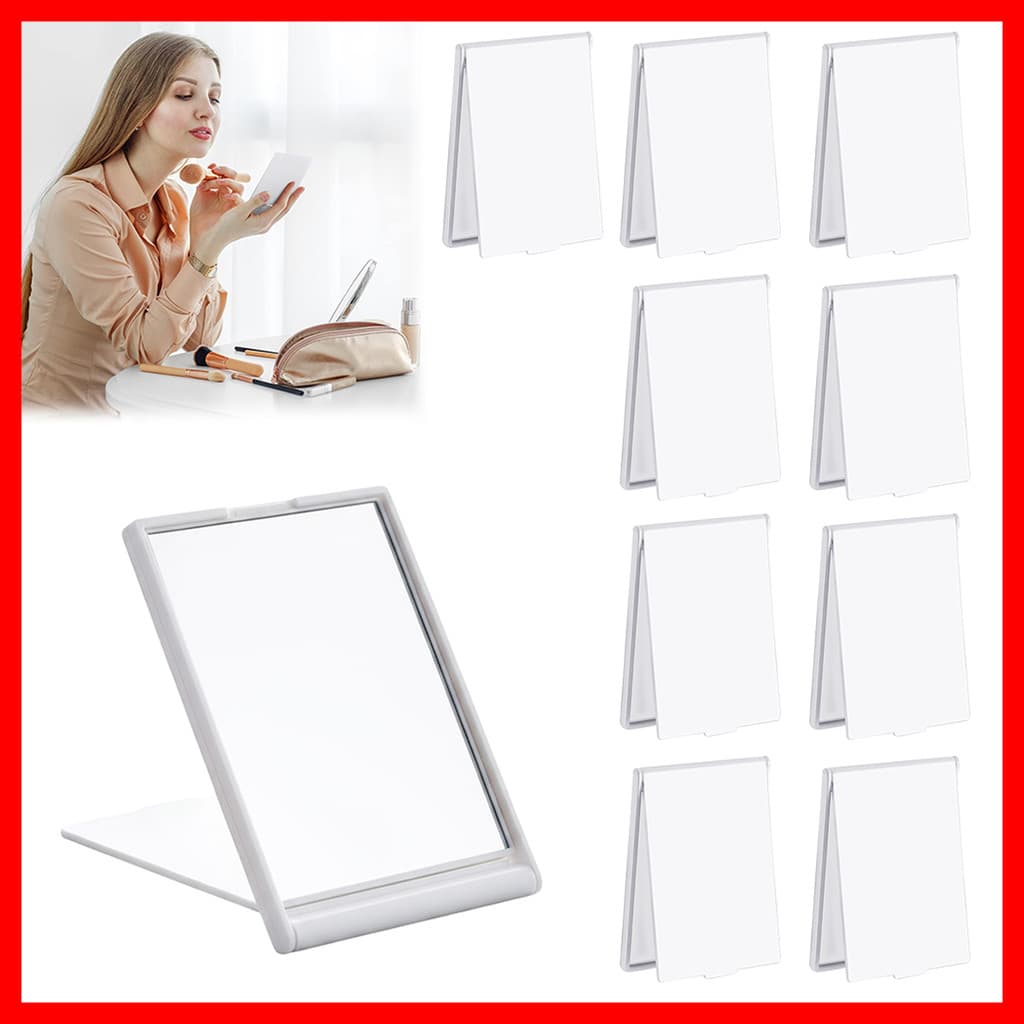 10 peças branco quadrado Flip pequeno espelho de maquiagem portátil espelho de maquiagem portátil Mini espelho pequeno p