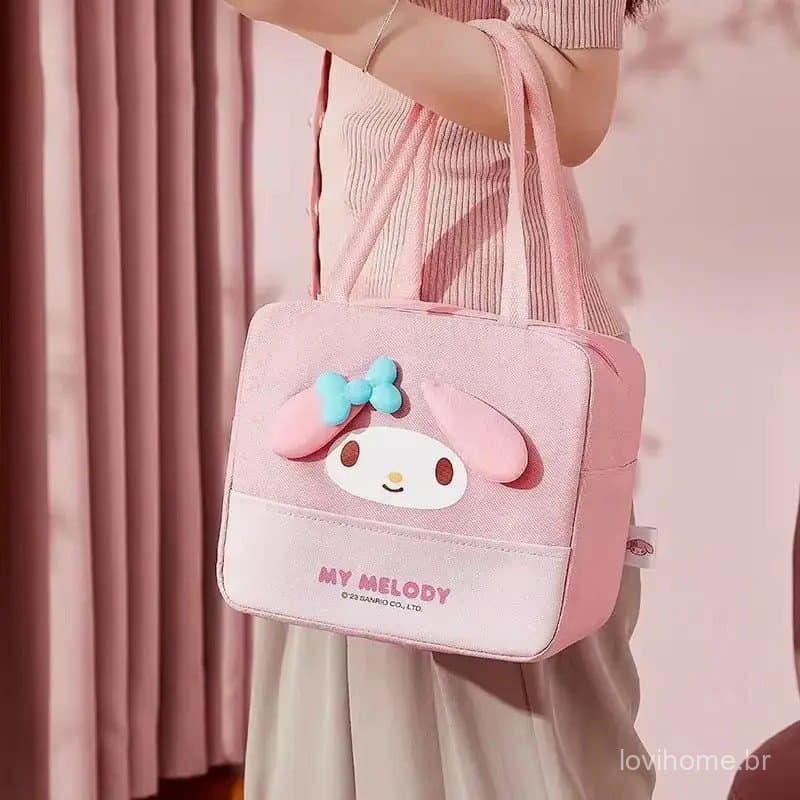 Lancheira Kawaii Sanrio Hello Kitty Melody Bolsa Cinnamoroll Grande Capacidade Estudante Portátil Cartoon Espessa Bolsa