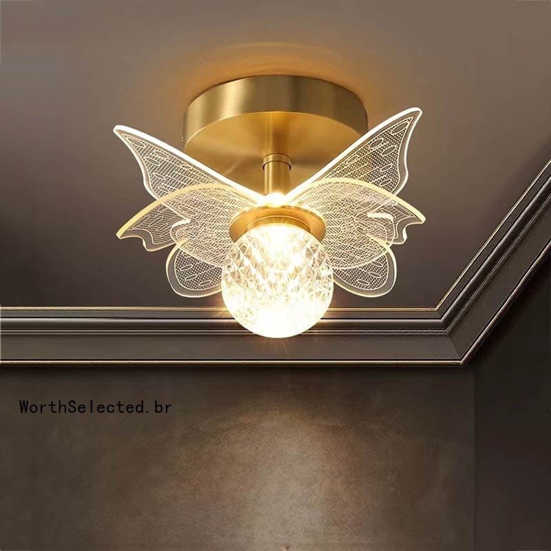 IKEE Para Quarto LumináRia De Teto Led Para Sala Moderno LumináRia Teto Luz Do Corredor Dourado LumináRia Borboleta
