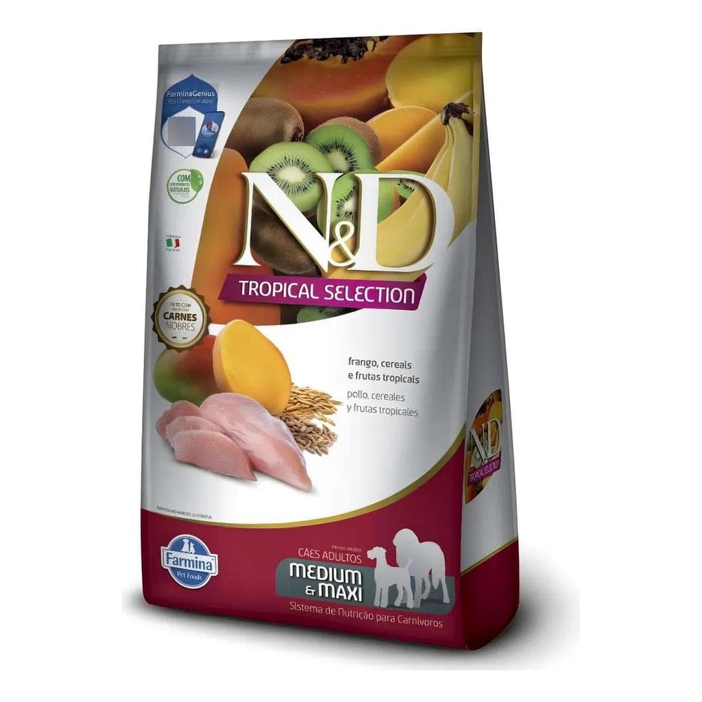 Ração N&D Tropical Selection Cães Médio Grande Frango 2,5kg (2kg + 500g Grátis)