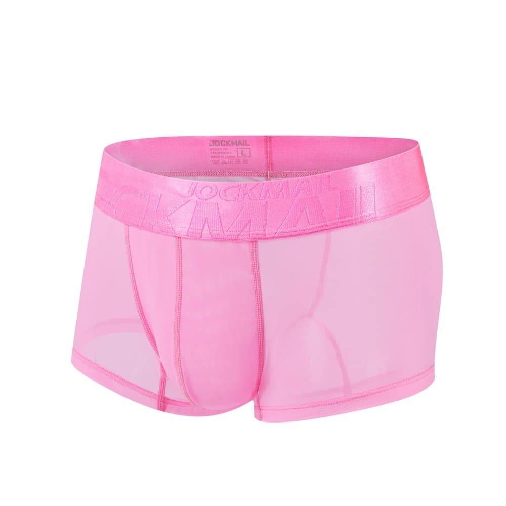 JOCKMAIL Novo estilo de gaze transparente cueca boxer masculina de seda gelada cueca boxer de seda preta