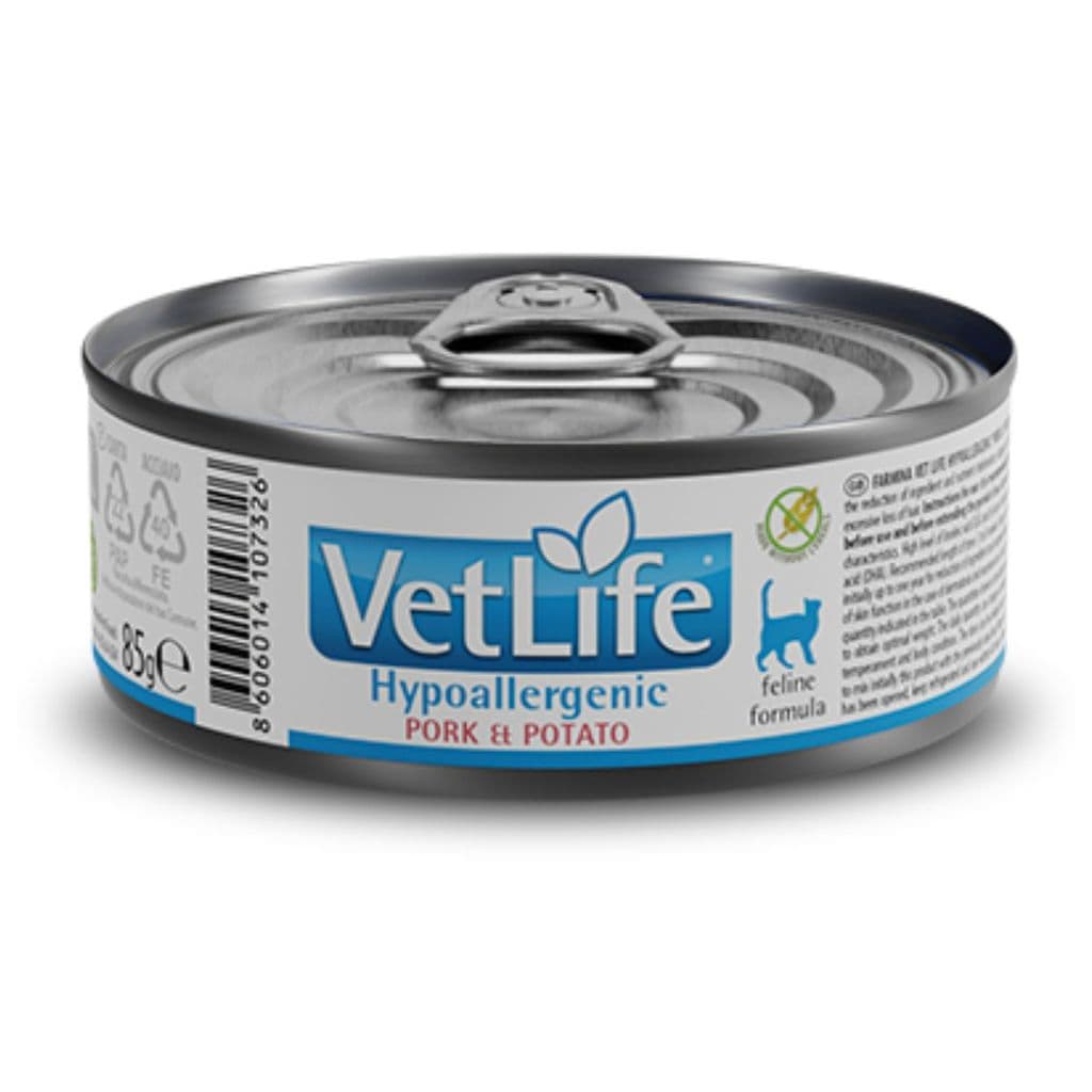 Vet Life Hypoallergenic Pork & Potato Ração Úmida p/ Gatos 85g - 1 un