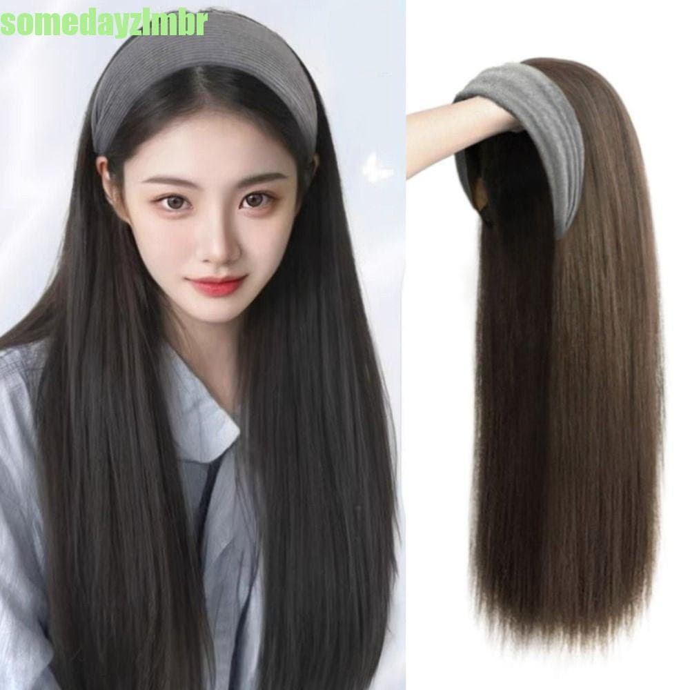 SOMEDAYZL0M Peruca De Malha Larga Cinza , Clipe Na Extensão Do Cabelo , Meia Faixa De Cabeça , Sintética
