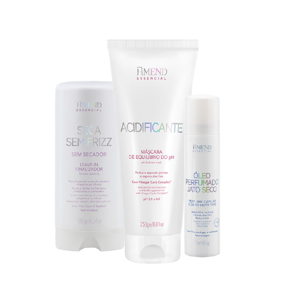 Seca Sem frizz + Acidificante + Perfume Capilar - Amend Essencial