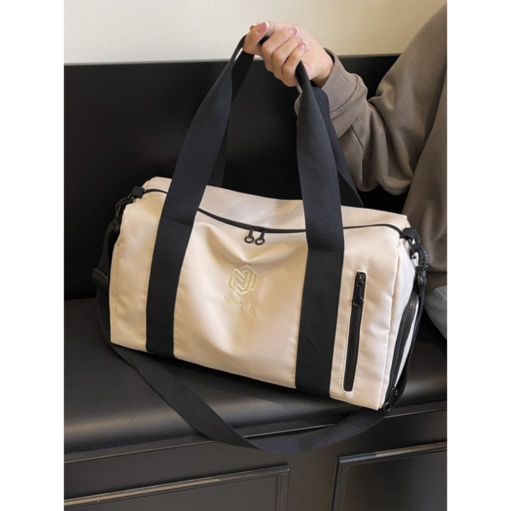 Bolsa de viagem de grande capacidade, bolsa de bagagem de mão feminina, leve, à prova d'água, esportiva, academia, curta