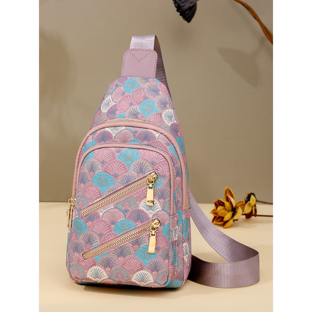 Estilo chinês impresso bolsa de peito feminina 2024 novo estilo versão coreana moda All-Match bolsa de ombro Casual pequ