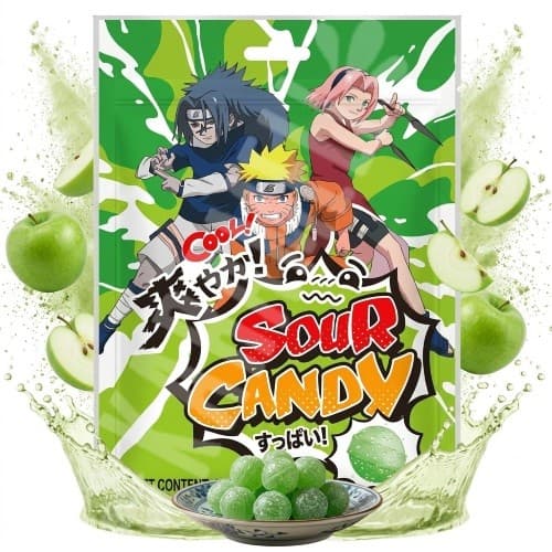 Balas Super ácidas Azedas Sour Candy - MAÇÃ VERDE - 65g | Naruto - Importado