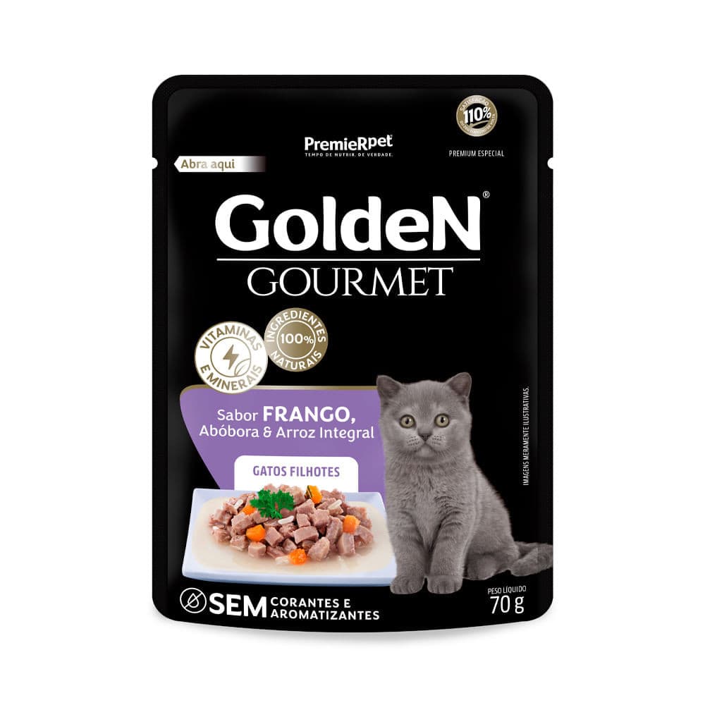 Ração Úmida Sachê Golden Gourmet Gato Filhote Frango - 70G