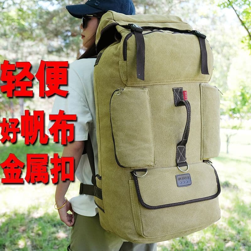 Mochila unissex para viagem ao ar livre, lona espessada, 120L, grande capacidade, acampamento, colcha, bagagem, viagem a