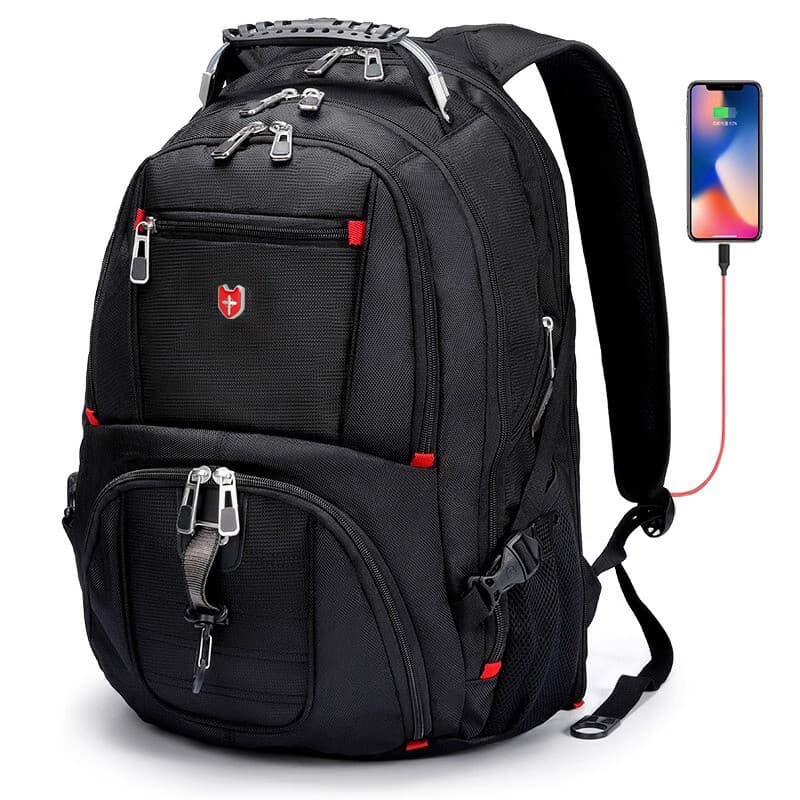 Mochila suíça masculina, bolsa escolar para estudantes universitários, lazer, grande capacidade, viagem de negócios, com