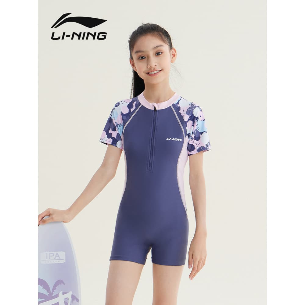 Li Ning maiô infantil meninas 2026 novo estilo Boxer de uma peça meninas médio grande crianças treinamento profissional