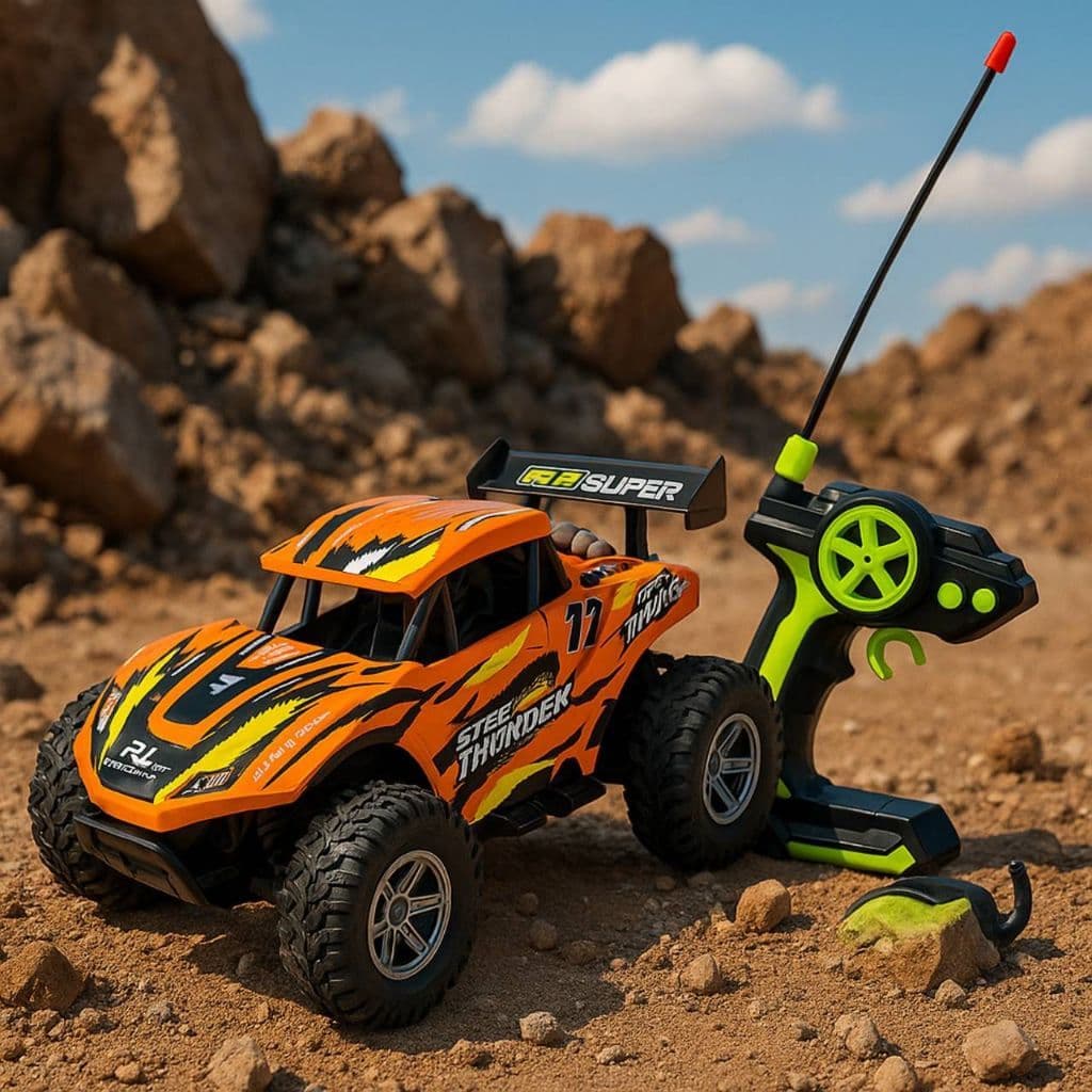 Carrinho Controle Remoto Off Road Super Thunder Infantil Bateria Recarregável Pneus Emborrachados