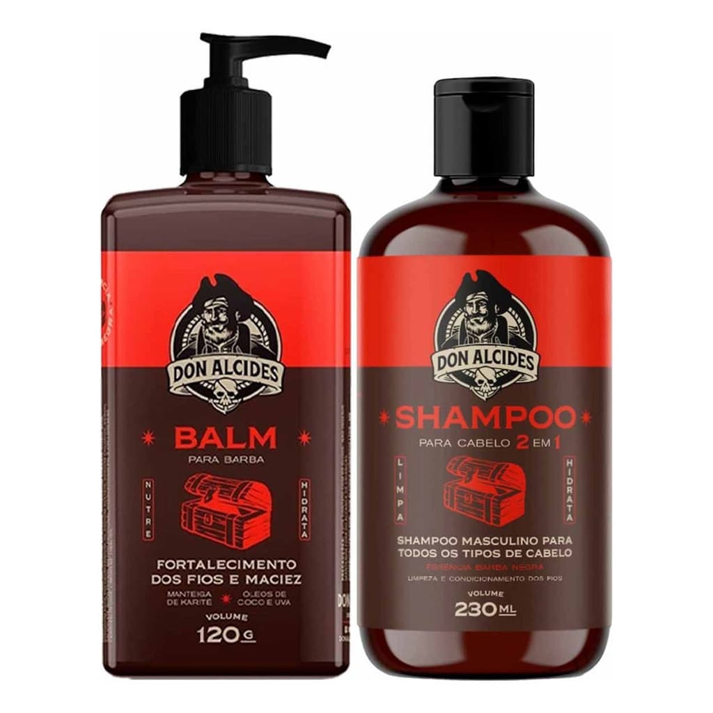 Kit Balm Para Barba E Shampoo Cabelo Barba Negra Don Alcides