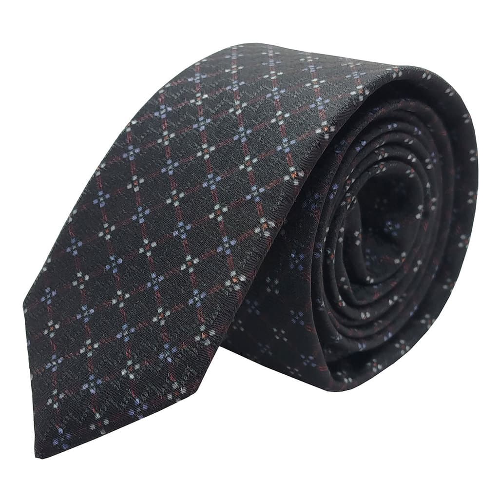 Gravata Slim Jacquard preto estampa premium
