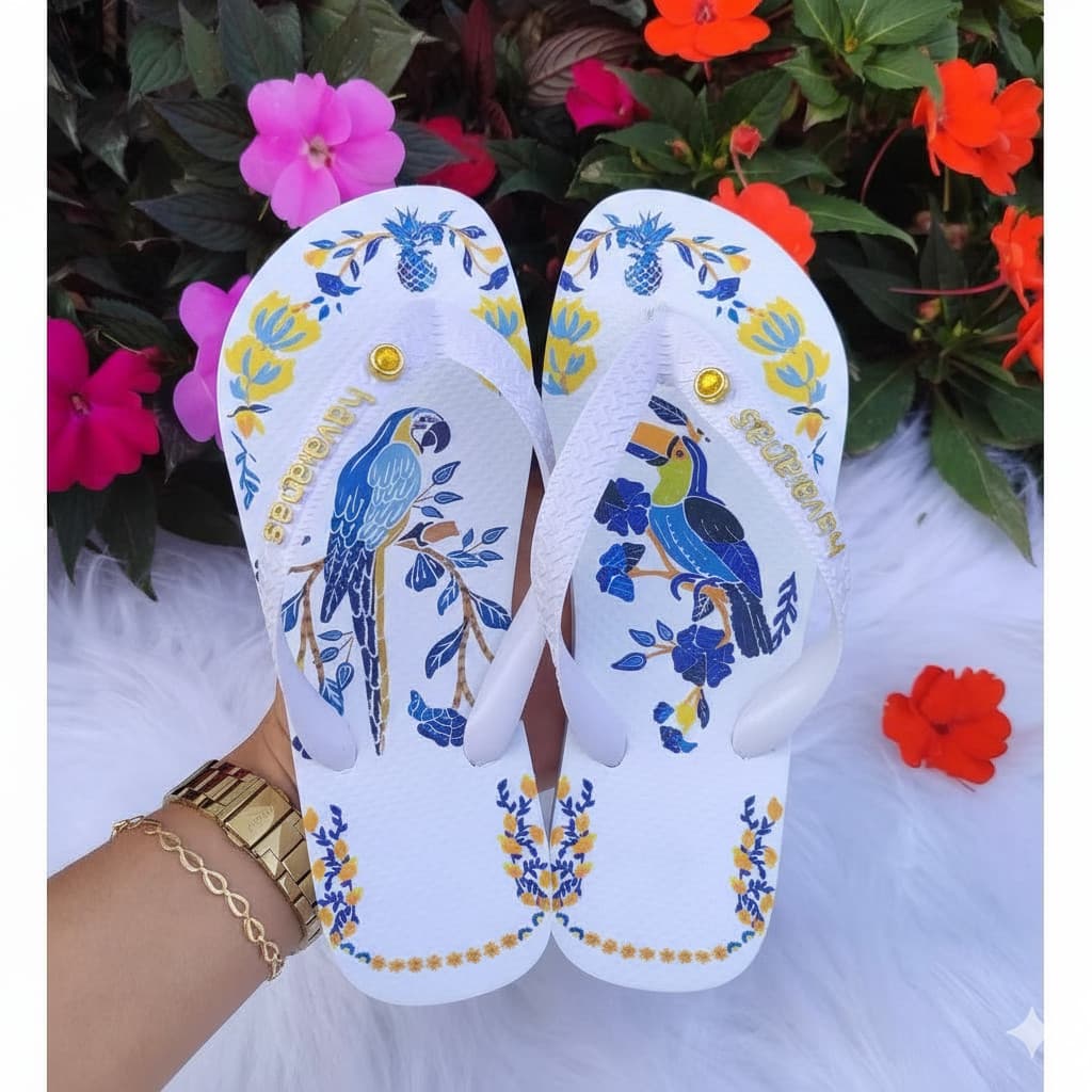 Chinelo de Dedo Tucano Colors com Estampa de Folhagem – Super Macia e Confortável