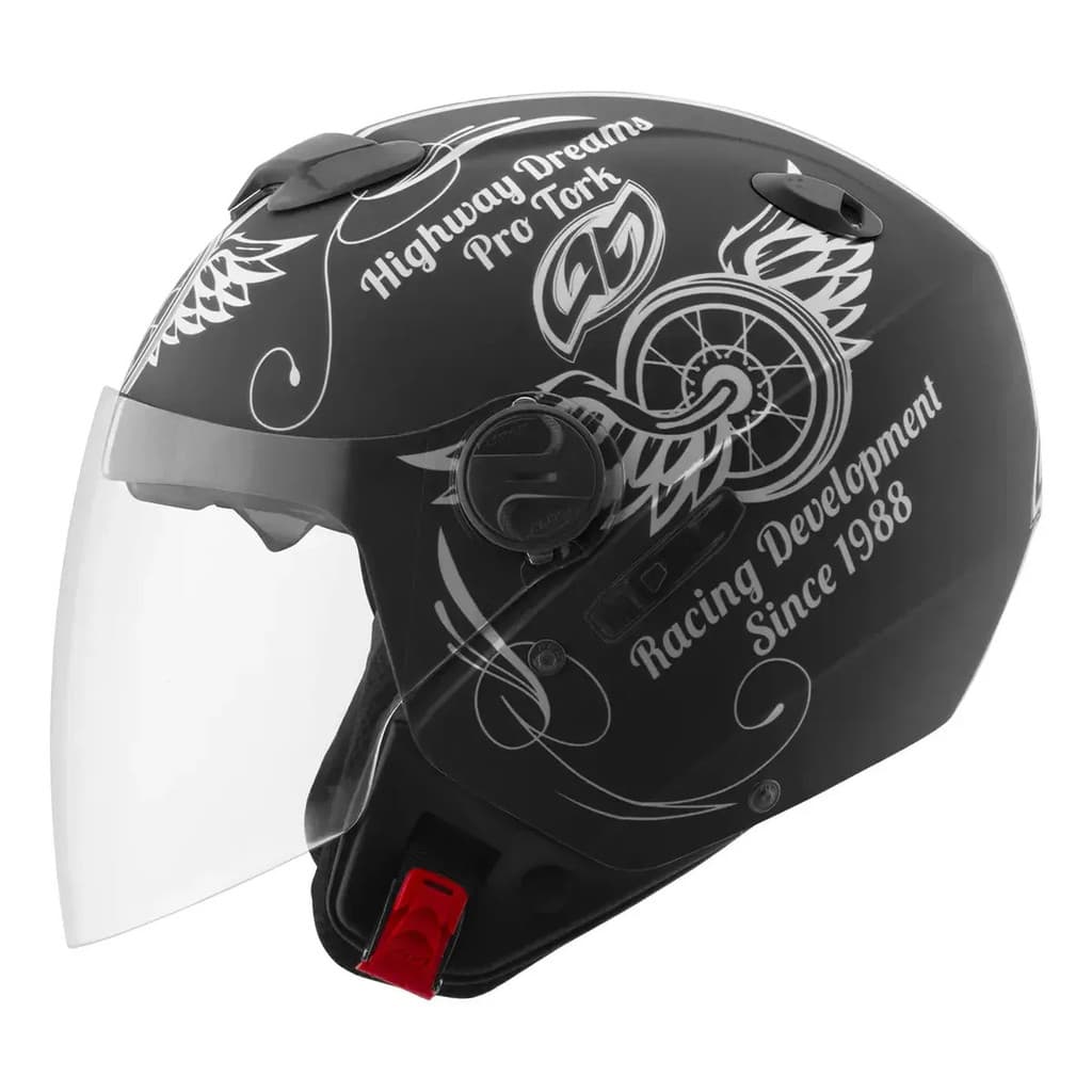 Capacete Moto Aberto Viseira Interna Fume Pro Tork New Atomic Highway Dreams Masculino Feminino