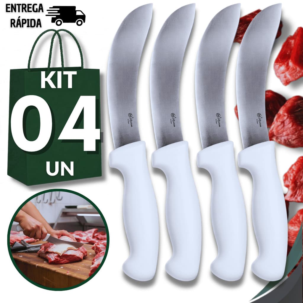Kit Faca Tira Couro Profissional Lâmina Aço Inox 6'  Aço Inox Açougue Frigorifico Cozinha Utensílios